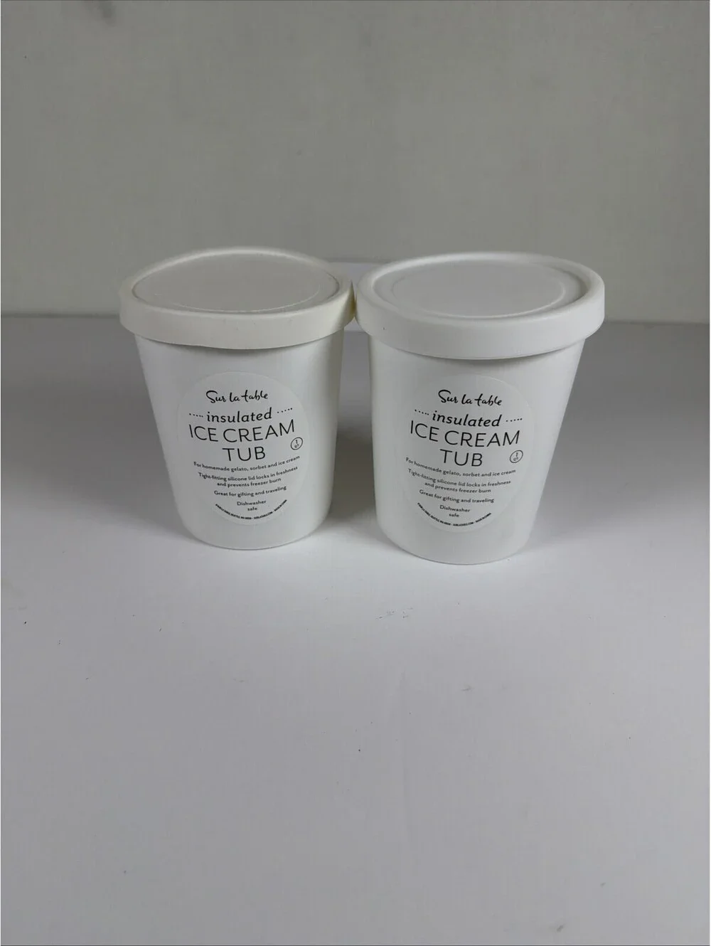 2 Sur La Table Insulated Ice Cream Tubs 1 Quart White Storage Location S-2
